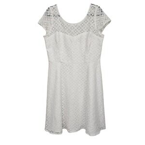 White Lace Fit Flare Dress Size 14 Bridal Party Classic Preppy Romantic Wedding
